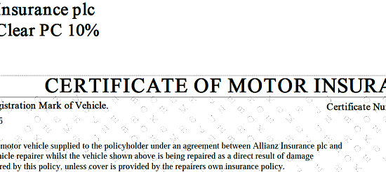 Motor Certificate